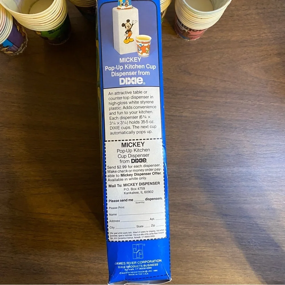 Vintage Disney Classic Movie Series 5 Oz Dixie Kitchen Cups 1986 RARE OPEN READ